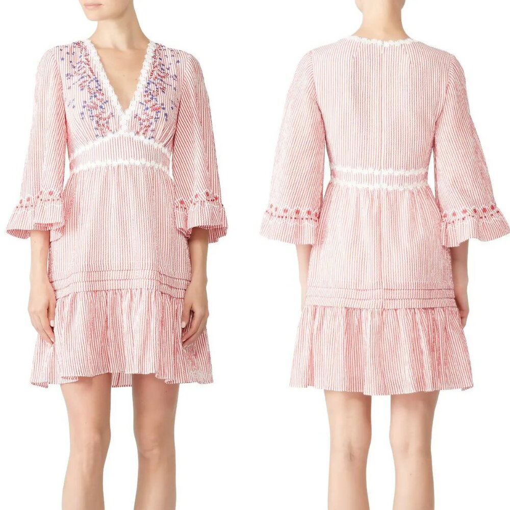 SALONI red and white striped mini dress, size US 2.